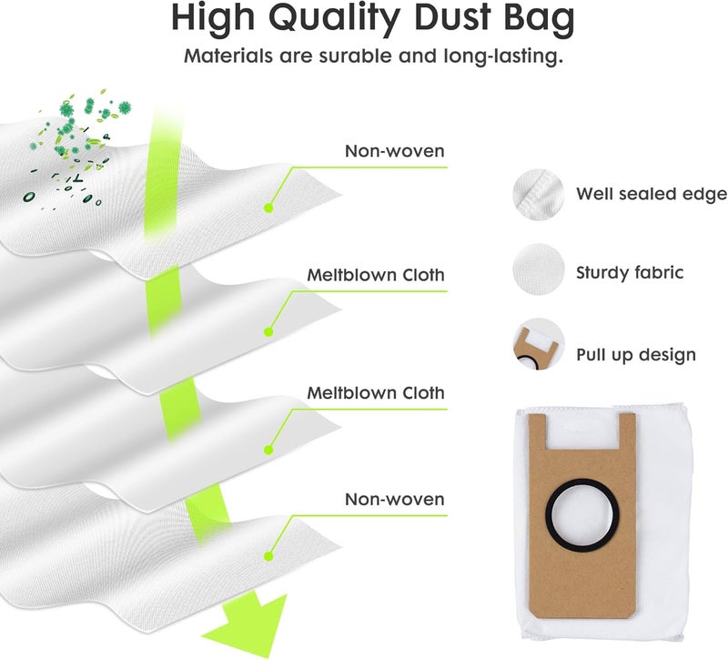 EXTRAVIS Replacement Parts for V5/V5 Pro Robot Vacuum, 4 Side Brushes, 4 Mop Cloth Pads, 4 Vacuum Dust Bags, 4 Hepa Filters - Image 5